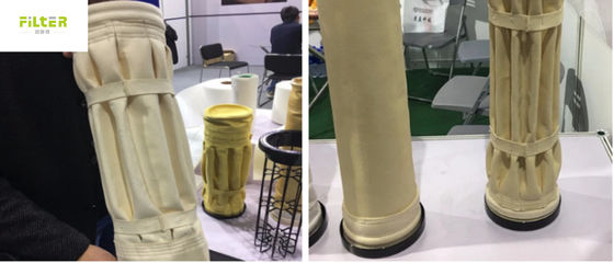 Sacos de filtro de poeira industrial plissados Nomex para instalações de cimento