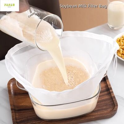 Filtro líquido da malha de náilon do produto comestível do saco de filtro com malha fina reusável do fechamento do cordão para a filtragem do vegetal e do fruto do suco
