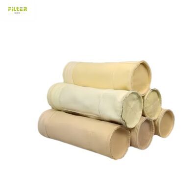 Sacos industriais de filtro de alta temperatura feitos de feltro de poliéster perfurado com agulha e fundo reforçado para recolha de poeira