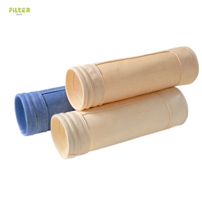 Sacos industriais de filtro de alta temperatura feitos de feltro de poliéster perfurado com agulha e fundo reforçado para recolha de poeira