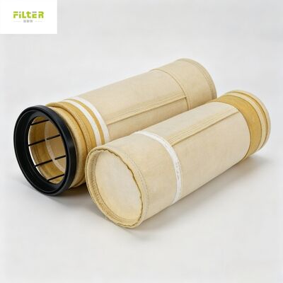 Sacos de filtro de poeira de alta resistência para sistemas de casa de filtros. PPS resistente a ácidos, Aramid alta resistência ao calor e ao desgaste, Fibra de vidro para gases de combustão de temperatura extrema.